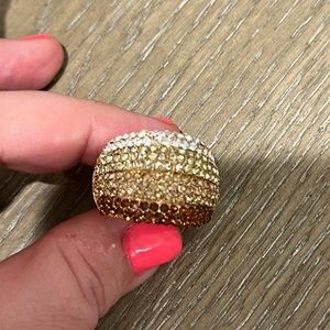 Stretchy gold crystal brown ombré ring